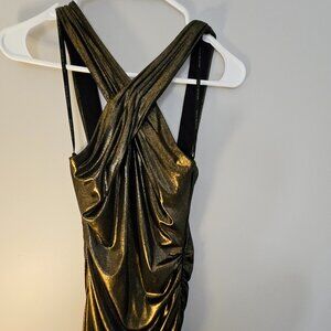 David Meister gold cocktail dress